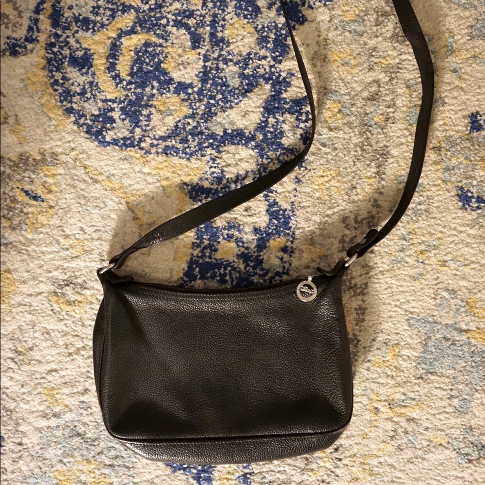 Black Leather Longchamp Shoulder Bag